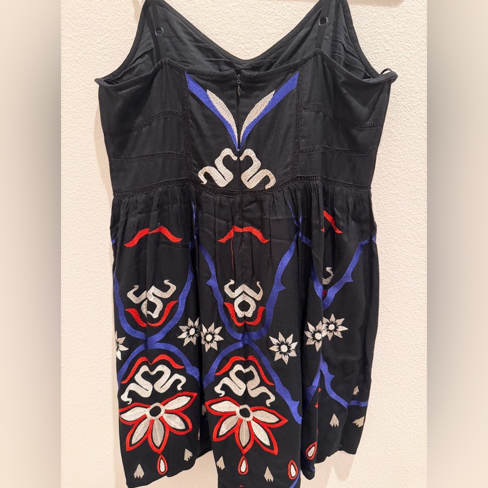 Free People embroidered Black blue Red Floral Mini Dress - Picture 6 of 7